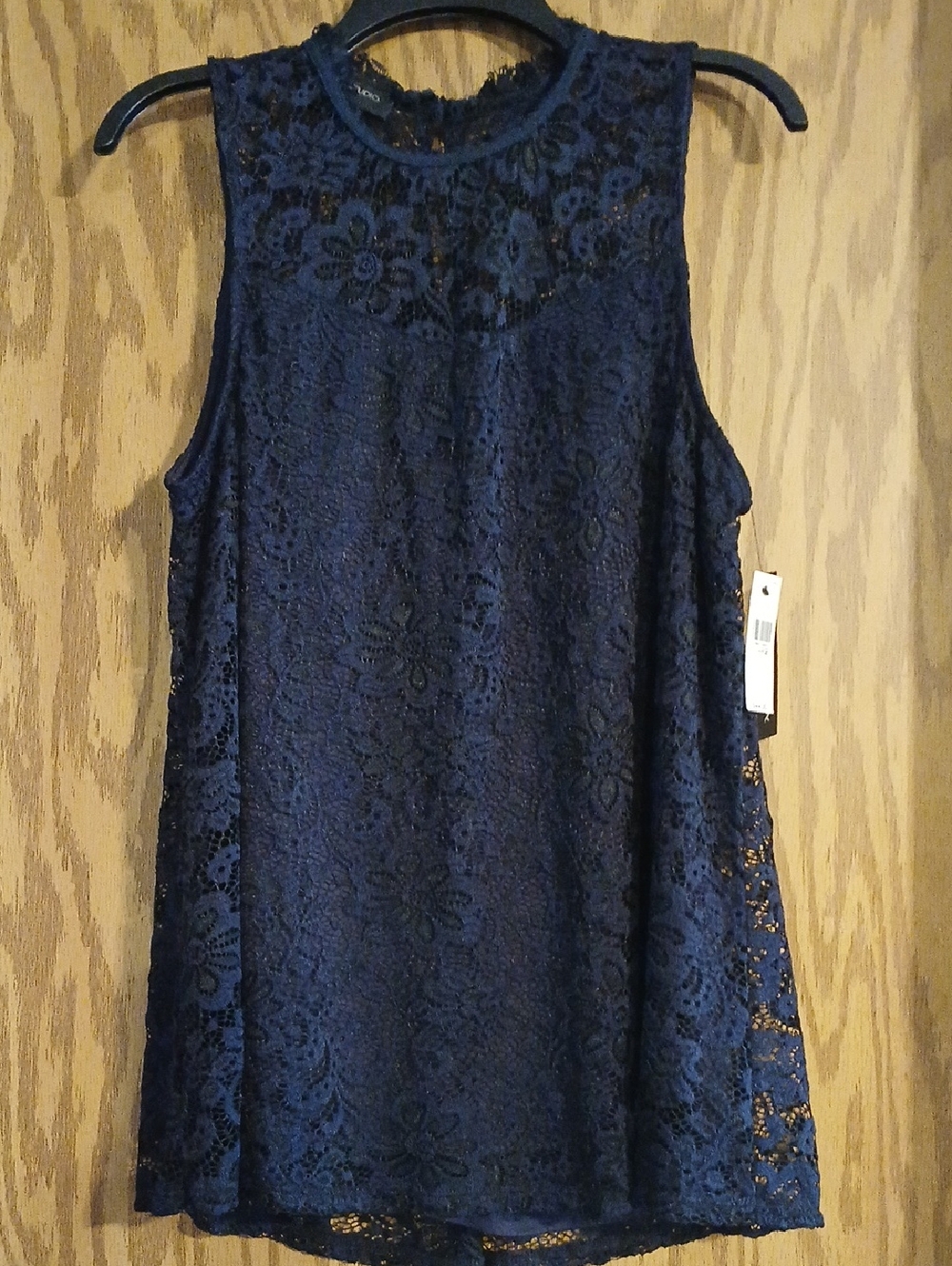AB Studio Navy Lace Sleeveless Top